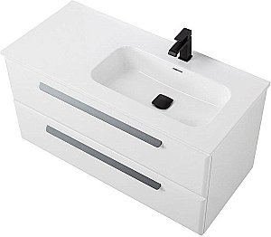 Тумба с раковиной Cezares ECO-CER-N 100 ECO-CER-N-1000-2C-SO-BL белая глянцевая левая/правая для ванной в интернет-магазине Sanbest