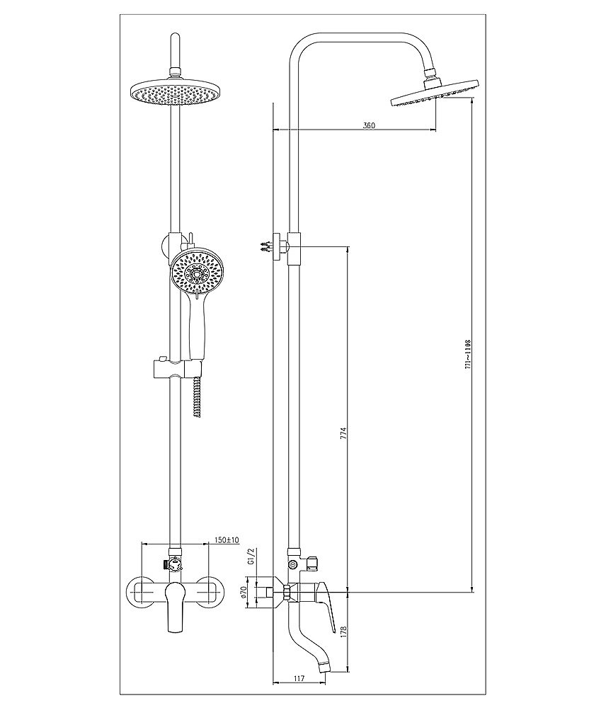 Душевая система Agger Merry A1393300 хром купить в интернет-магазине сантехники Sanbest