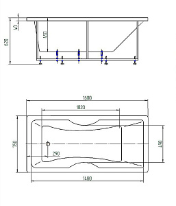 Ванна Aquatek Феникс 160x75 FEN160-0000022 белая купить в интернет-магазине Sanbest