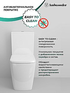 Унитаз Ambassador Kingston 147K19001RS безободковый, с бачком, с крышкой микролифт, белый купить в интернет-магазине Sanbest