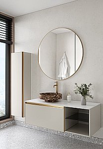 Тумба с раковиной и столешницей Armadi Art QUATRO 6 120 CASHMERE/профиль MATT GOLD для ванной в интернет-магазине Sanbest