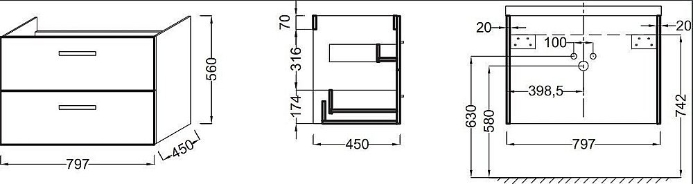 Тумба с раковиной Jacob Delafon OLA 81 для ванной в интернет-магазине Sanbest