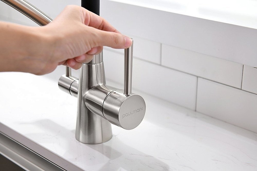 Смеситель для кухни Paulmark Sigen Si213111-BS брашированная сталь купить в интернет-магазине сантехники Sanbest