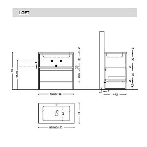 Тумба с раковиной Armadi Art Loft 120 белая для ванной в интернет-магазине Sanbest