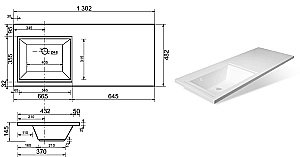 Тумба с раковиной Style Line Даллас 130 напольная для ванной в интернет-магазине Sanbest