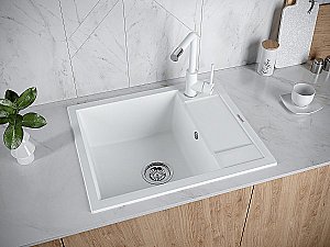 Мойка кухонная Paulmark Optimum PM216050-WH белый купить в интернет-магазине сантехники Sanbest