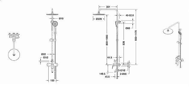 Душевая система Bravat Rhein F6429564BW-A-ENG черная купить в интернет-магазине сантехники Sanbest