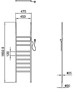 Полотенцесушитель электрический напольный WONZON & WOGHAND BREMEN, Брашированное золото (WW-A207-BG) купить в интернет-магазине сантехники Sanbest