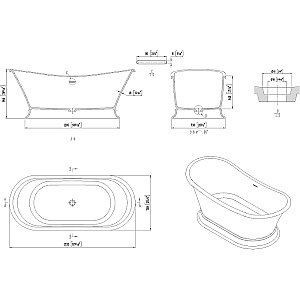 Ванна из искусственного камня Allen Brau Krion Classic 2.35004.21 170x75 белая матовая купить в интернет-магазине Sanbest
