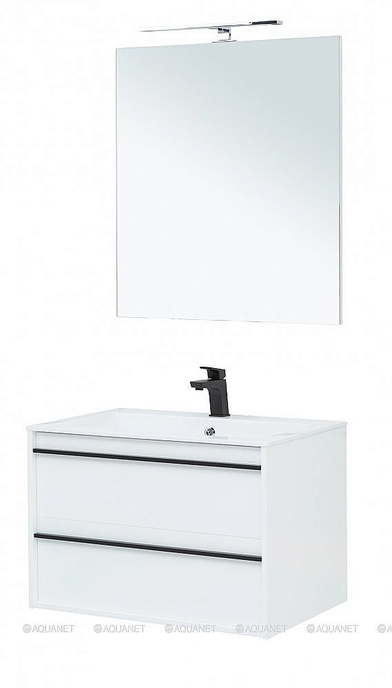 Тумба с раковиной Aquanet Lino 80 белая матовая для ванной в интернет-магазине Sanbest