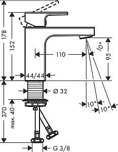 Смеситель для раковины Hansgrohe Vernis Shape 100 71569000 купить в интернет-магазине сантехники Sanbest