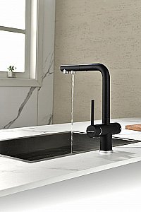 Смеситель для кухни Paulmark Serpentine Se213222-BLM черный купить в интернет-магазине сантехники Sanbest