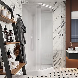 Душевая кабина Parly Penta P911F, белая, 90x90x215см, матовый профиль купить в интернет-магазине Sanbest