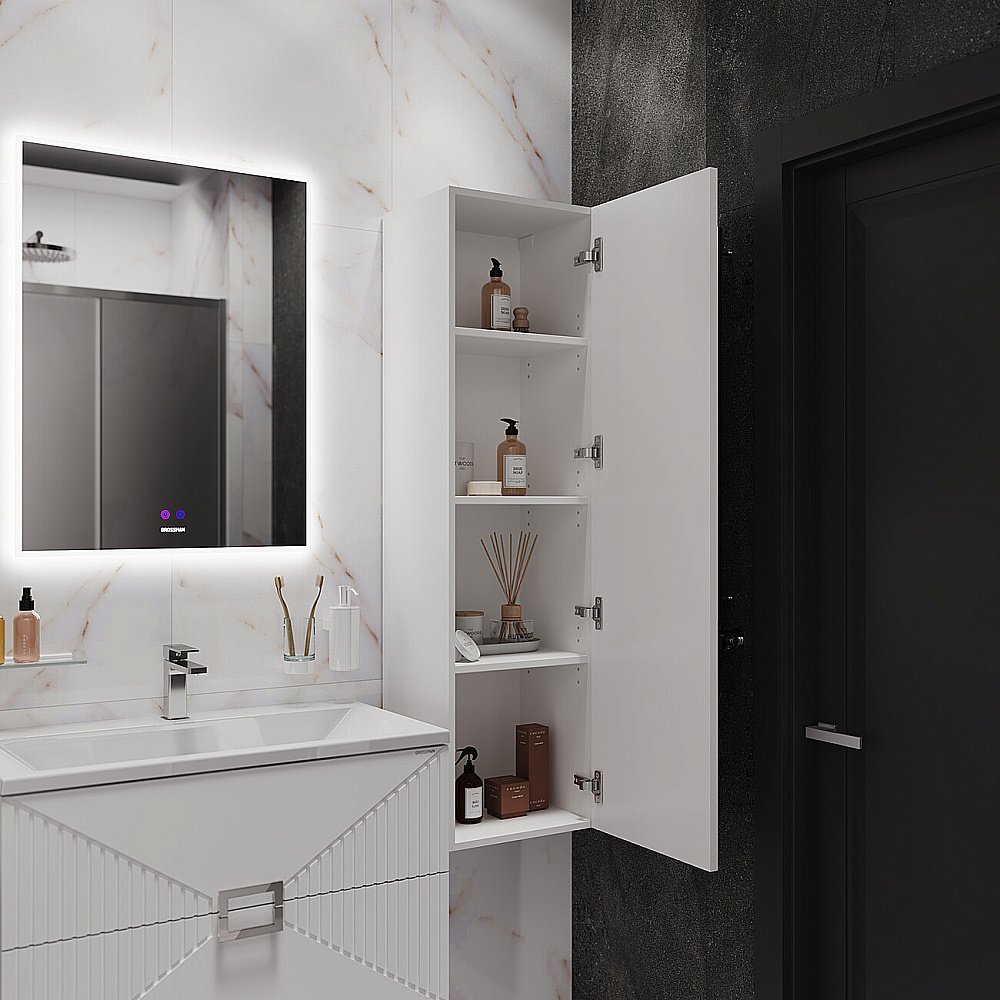 Пенал подвесной Grossman ЛУКСОР 42 303550 белый матовый для ванной в интернет-магазине сантехники Sanbest