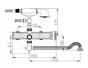 Смеситель для ванны и душа Zorg Antic A 101WDN-SL купить в интернет-магазине сантехники Sanbest
