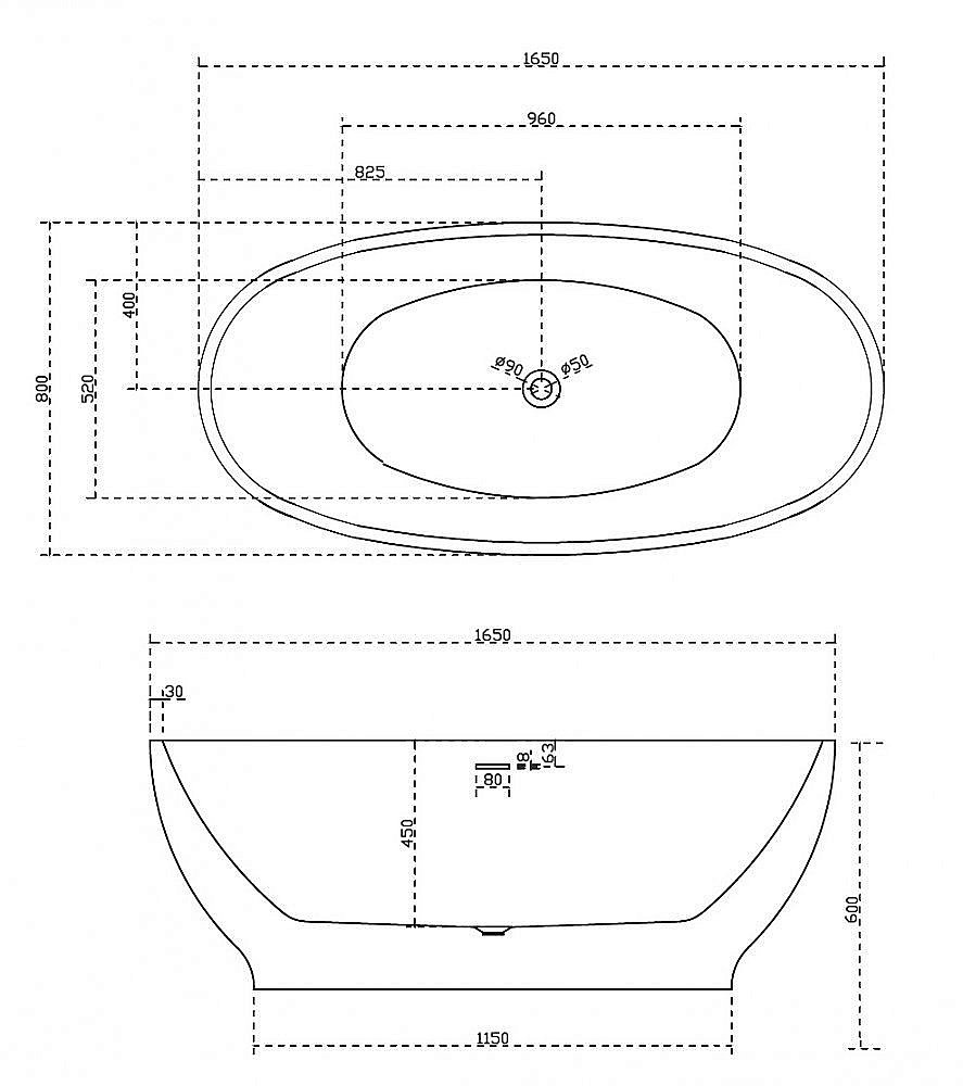 Акриловая ванна Abber AB9207MB 165х80 купить в интернет-магазине Sanbest