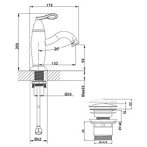 Смеситель для раковины Lemark Prime LM6106BRG купить в интернет-магазине сантехники Sanbest