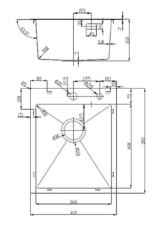 Кухонная мойка D&K 41х50 DKS415004 сатин купить в интернет-магазине сантехники Sanbest