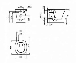 Унитаз подвесной с инсталляцией Ideal Standard Prosys Connect Air R031001 белый/кнопка хром, с крышкой микролифт купить в интернет-магазине Sanbest