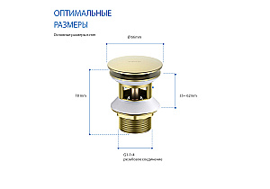 Донный клапан Aquatek AQ6002BG золото шлифованное купить в интернет-магазине сантехники Sanbest