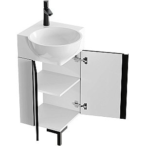 Тумба с раковиной Aqwella Porto 45 POR0104 бело-черная для ванной в интернет-магазине Sanbest