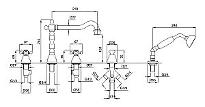 Смеситель на борт ванны на 5 отв. Migliore Revival ML.REV-480 золото купить в интернет-магазине сантехники Sanbest