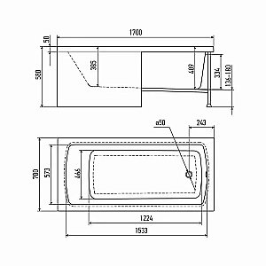 Акриловая ванна Alex Baitler Стандарт 170х70 белая купить в интернет-магазине Sanbest
