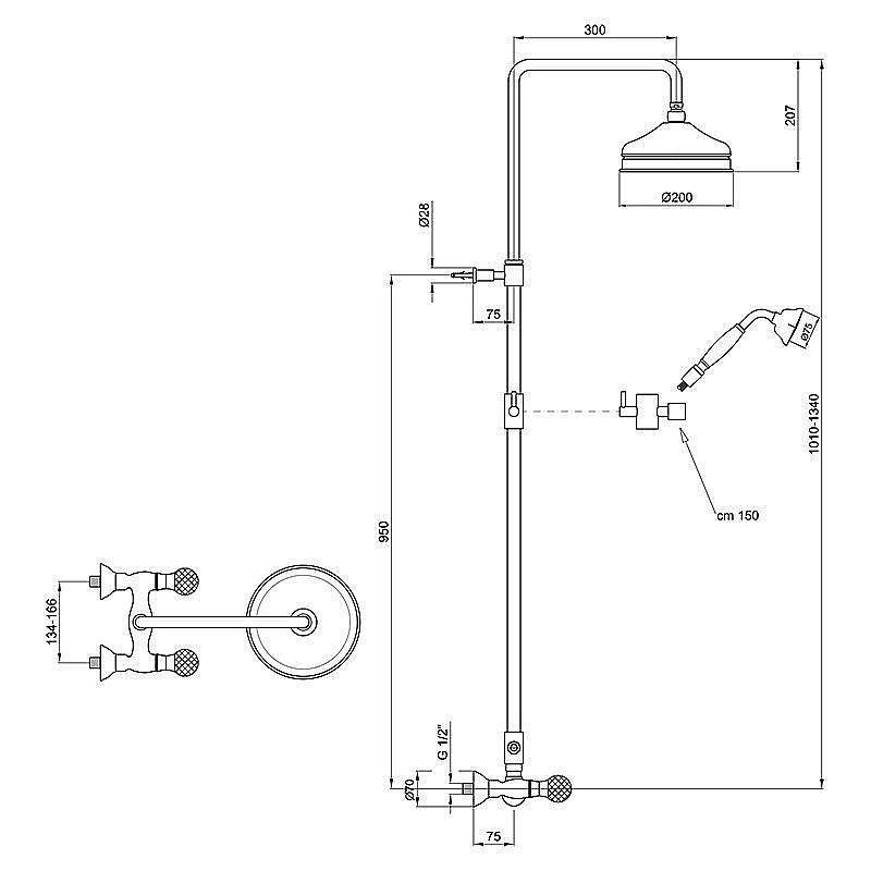 Душевая система Webert Karenina KA760405010 золото купить в интернет-магазине сантехники Sanbest