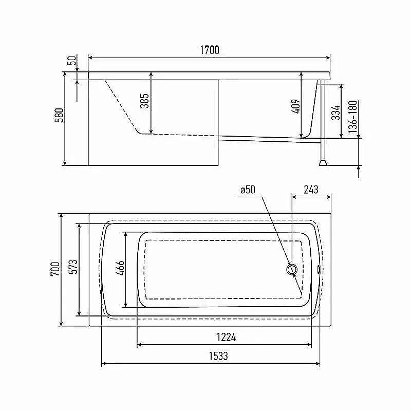 Акриловая ванна Alex Baitler Стандарт 170х70 белая купить в интернет-магазине Sanbest