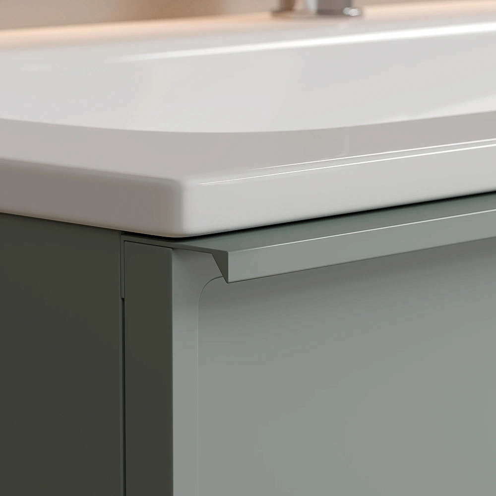 Тумба с раковиной Sancos Velta 60 VL60GG+CN7011 серо-зеленая матовая/раковина белая, с отверстием для ванной в интернет-магазине Sanbest