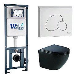 Унитаз с инсталляцией WeltWasser MARBERG 410 + MERZBACH 043 GL-BL + MAR 410 RD GL-WT купить в интернет-магазине Sanbest