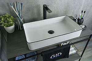 Раковина накладная Gid Geometrico 60 Nc9399 52225 черная, белая купить в интернет-магазине Sanbest