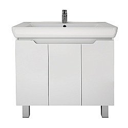 Тумба с  раковиной подвесная/напольная Dreja Q PLUS (D) 80 белый глянец для ванной в интернет-магазине Sanbest