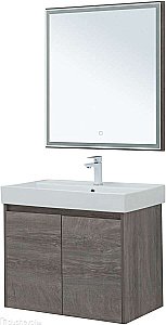 Тумба с раковиной Aquanet Nova Lite 75 с зеркалом, 2 дверцы дуб рошелье для ванной в интернет-магазине Sanbest