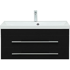 Тумба с раковиной Aquanet Верона New 90 281099 черная матовая для ванной в интернет-магазине Sanbest