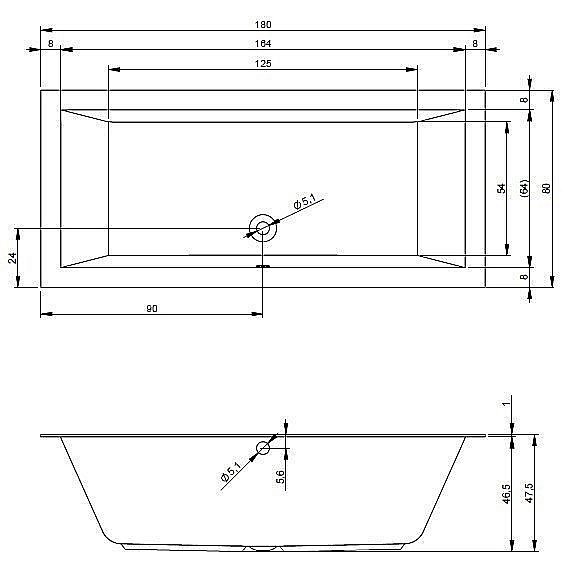 Акриловая ванна Riho Lugo 180x80 B133001005 белая купить в интернет-магазине Sanbest