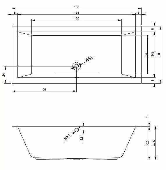 Акриловая ванна Riho Lugo 180x80 B133001005 белая купить в интернет-магазине Sanbest