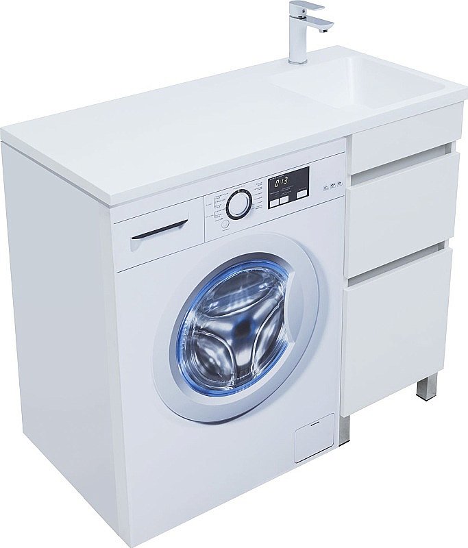 Тумба с раковиной Aquanet Вега 100 329122 белая для ванной в интернет-магазине Sanbest