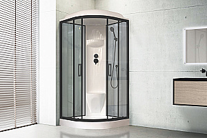 Душевая кабина Royal Bath RB 100HK6-GT-BL 100x100 стекло прозрачное/профиль черный купить в интернет-магазине Sanbest