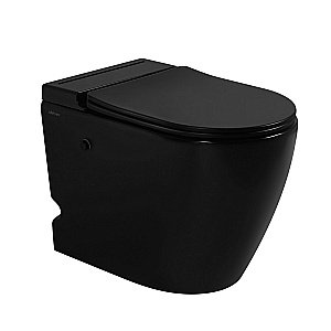 Унитаз напольный Abber Bequem AC1115PMB черный матовый, безободковый, с крышкой микролифт купить в интернет-магазине Sanbest