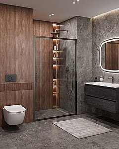 Душевая дверь Cezares MOLVENO-BF-1-150-C-GM-IV оружейная сталь купить в интернет-магазине Sanbest