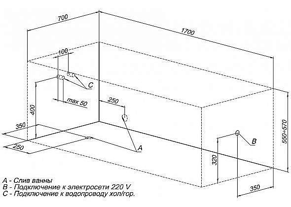 Акриловая ванна Aquanet Dali 170x70 239787 с к/с купить в интернет-магазине Sanbest