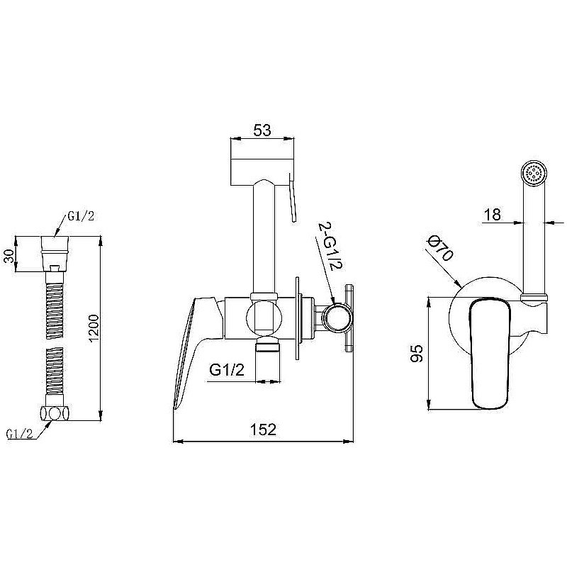 Гигиенический душ Aquatek Вега AQ1019MB черный купить в интернет-магазине сантехники Sanbest