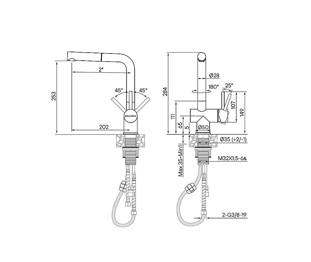 Смеситель для кухни Paulmark Dosse Do214418-BLM черный купить в интернет-магазине сантехники Sanbest