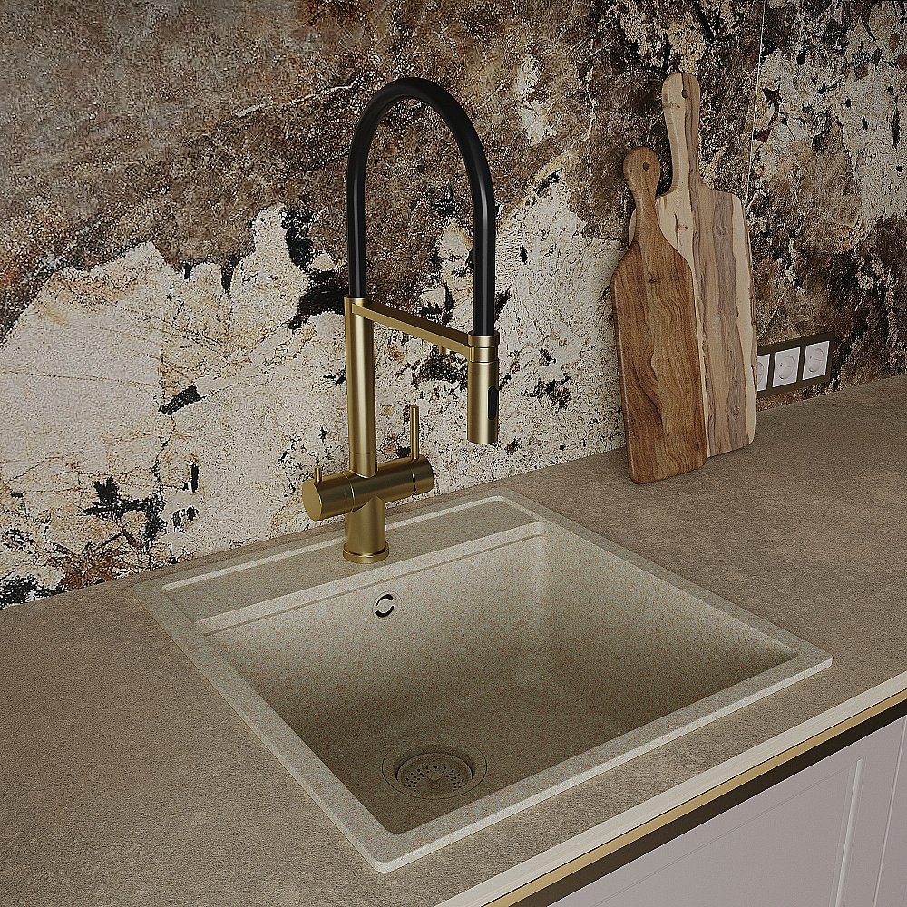 Смеситель для кухни Oliveeka K OL-458009-BG золото матовое купить в интернет-магазине сантехники Sanbest