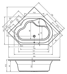 Ванна акриловая Riho Winnipeg 145x145 купить в интернет-магазине Sanbest