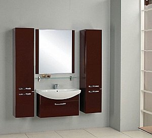 Тумба с раковиной Акватон Ария 80 темно-коричневая глянцевая для ванной в интернет-магазине Sanbest