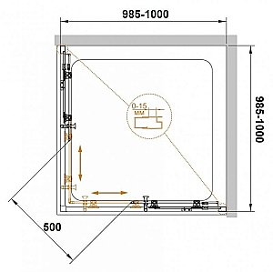 Душевой уголок Cezares Eco 100x100 ECO-O-A-2-100-C-NERO стекло прозрачное/профиль черный купить в интернет-магазине Sanbest