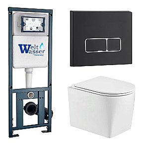Унитаз с инсталляцией WeltWasser MARBERG 410 + NESENBACH 004 GL-WT + MAR 410 SE-BL купить в интернет-магазине Sanbest