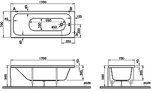 Ванна акриловая Vitra OPTIMUM NEO 64530001000 170x70 купить в интернет-магазине Sanbest